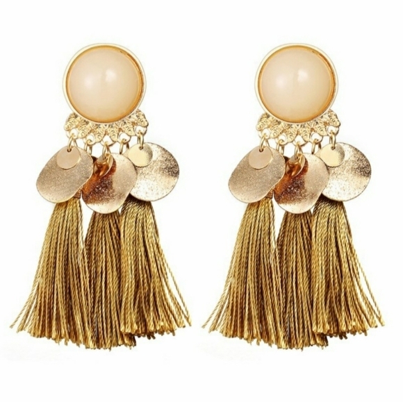 Dangle & Chandelier Statement Bohemian Tassel Drop Earrings Gold - Picture 1 of 1